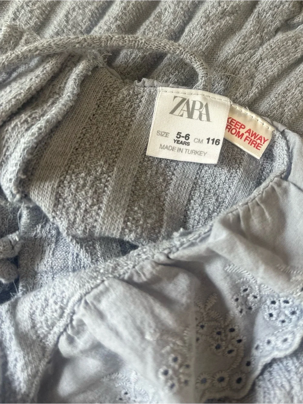 Zara Light Blue Eyelet-Trim Cold-Shoulder Knit Romper